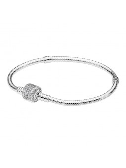 Pandora Bijou argent 925 - Bracelet Maille Serpent Fermoir Pavé Scintillant - 590723CZ-17