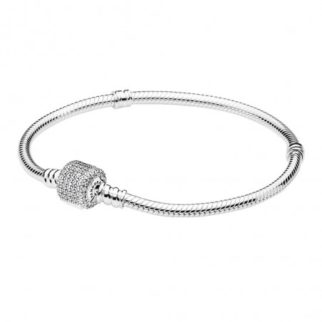 Pandora Bijou argent 925 - Bracelet Maille Serpent Fermoir Pavé Scintillant - 590723CZ-17