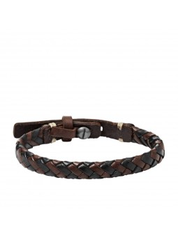 Bracelet Homme Fossil JA5932716 - Collection Vintage style Tendance avec cuir et laiton