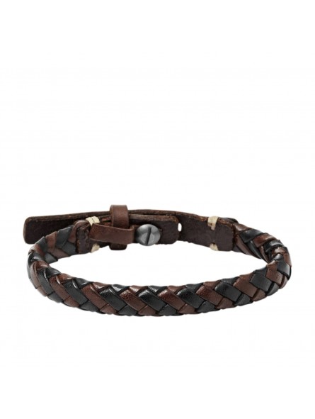 Bracelet Homme Fossil JA5932716 - Collection Vintage style Tendance avec cuir et laiton