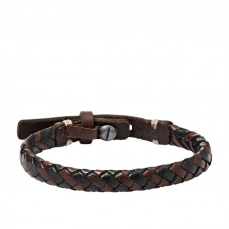 Bracelet Homme Fossil JA5932716 - Collection Vintage style Tendance avec cuir et laiton