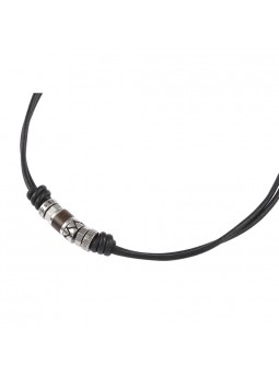 Collier Homme Fossil JF84068040 - Collection Men's necklaces Vintage style Tendance avec cuir et acier