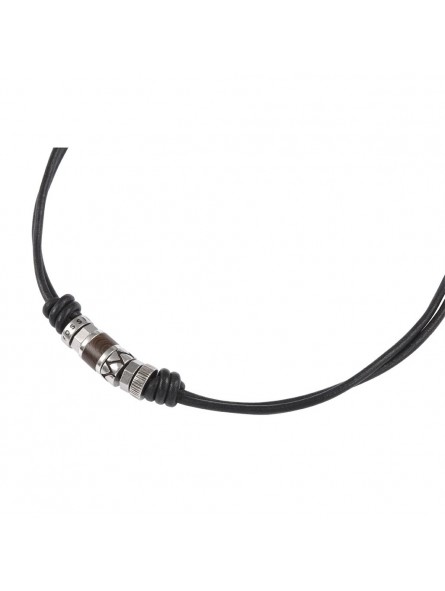 Collier Homme Fossil JF84068040 - Collection Men's necklaces Vintage style Tendance avec cuir et acier