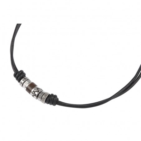 Collier Homme Fossil JF84068040 - Collection Men's necklaces Vintage style Tendance avec cuir et acier