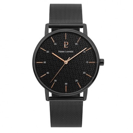 pierre lannier montre homme maille milanaise noire