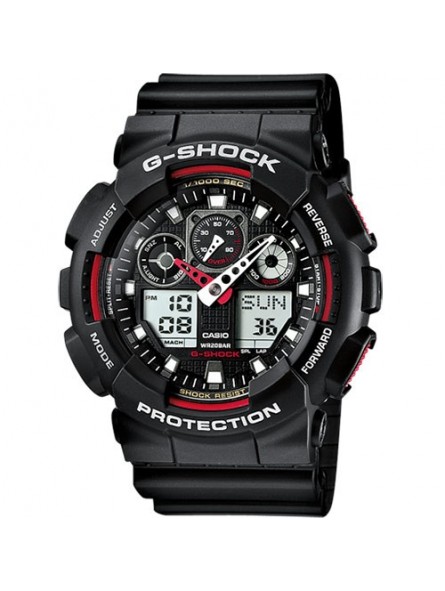 Montre Homme CASIO G- Shock Rouge Résine noire - GA-100-1A4ER Montre Homme CASIO G- Shock Rouge Résine noire - GA-100-1A4ER