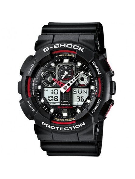 Montre Homme CASIO G- Shock Rouge Résine noire - GA-100-1A4ER