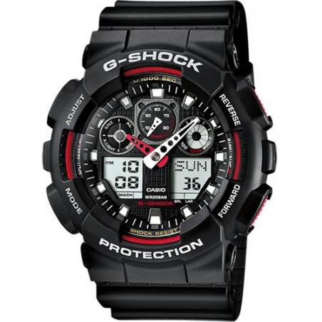 Montre Homme CASIO G- Shock Rouge Résine noire - GA-100-1A4ER