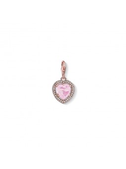 Charm Pendentif  coeur Rose  en plaqué or Rose et quartz Rose 1105-537-9