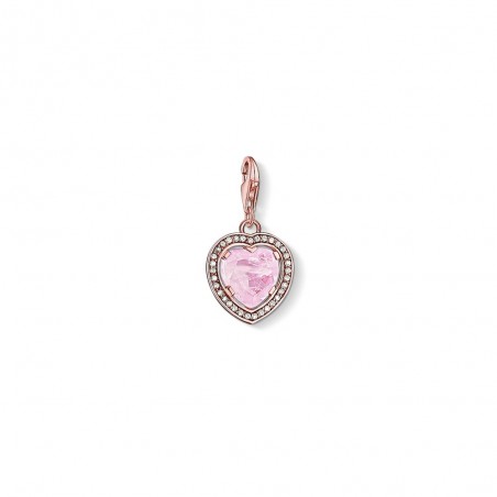 Charm Pendentif  coeur Rose  en plaqué or Rose et quartz Rose 1105-537-9