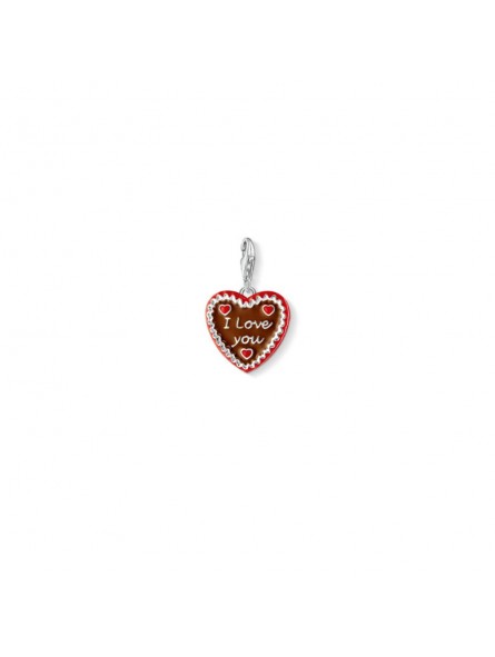 Charm Pendentif  coeur pain d'épice  en argent 925/1000 et émail 1096-007-2