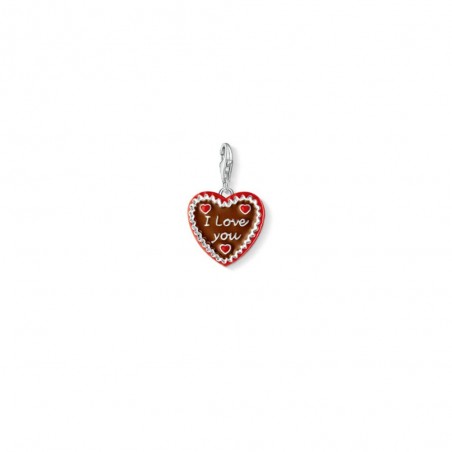 Charm Pendentif  coeur pain d'épice  en argent 925/1000 et émail 1096-007-2