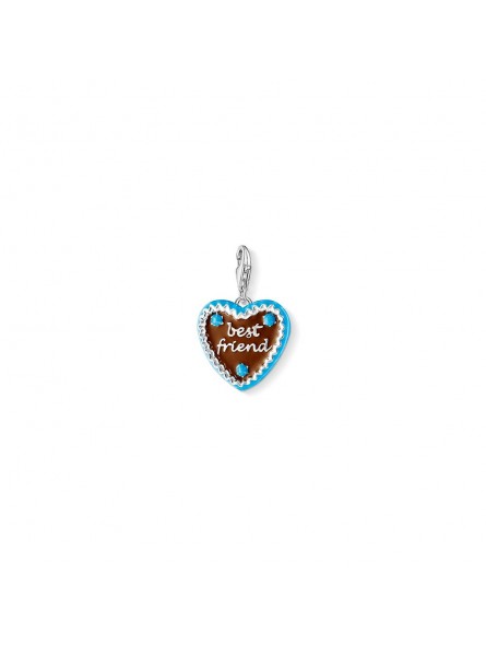 Charm Pendentif coeur pain d'épice best friend en argent 925/1000 et émail 1099-007-2 Charm Pendentif coeur pain d'épice best friend en argent 925/1000 et émail 1099-007-2