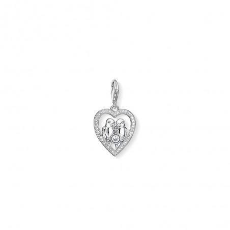 Charm Pendentif  oiseaux amoureux  en argent 925/1000 et Oxyde de zirconium 1101-051-14