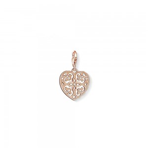 charm pendentif thomas sabo coeur en plaqué or 18 carats et oxydes
