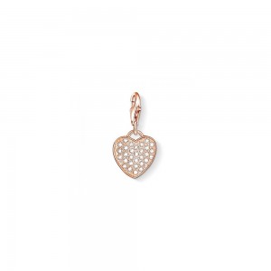 charm pendentif thomas sabo cur en plaqué or rose 18 carats et oxydes
