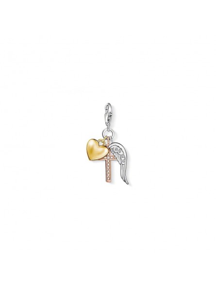Charm pendentif Thomas Sabo "Foi et amour" en argent 925/1000 et plaqué or 18 carats 1023-425-14 Charm pendentif Thomas Sabo "Foi et amour" en argent 925/1000 et plaqué or 18 carats 1023-425-14