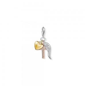 charm pendentif thomas sabo foi et amour en argent  et plaqué or