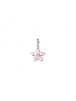 charm pendentif thomas sabo fleur rose en argent plaqué or rose 18 carats et quartz
