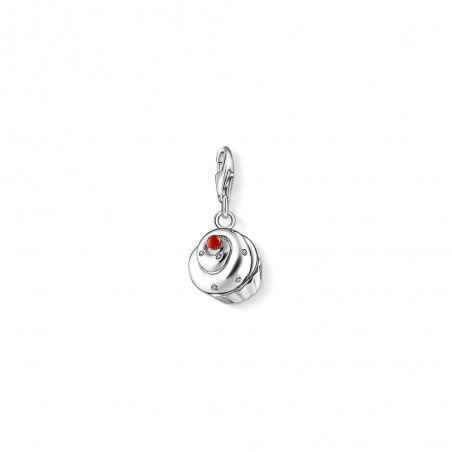 Charm Pendentif Thomas Sabo  cupcake  en argent 925/1000, émail rouge et Oxyde de zirconium-1068-041-14