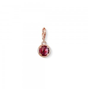 charm pendentif thomas sabo cristal rouge en argent et plaqué or rose
