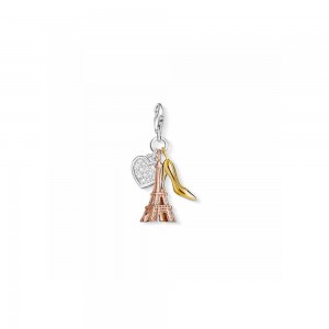 charm pendentif thomas sabo tour eiffel en argentet plaqué or rose