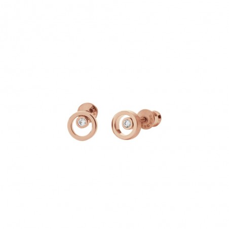 Boucles d'oreilles Skagen en acier inoxydable doré rose et cristaux -SKJ0853791 sur planète bijouterie