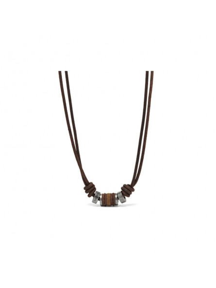 Collier Homme Fossil JF00899797 - Collection Ronde Groupe Vintage Montre style Tendance avec cuir et acier Collier Homme Fossil JF00899797 - Collection Ronde Groupe Vintage Montre style Tendance avec cuir et acier