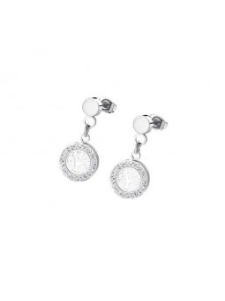 Boucles d'oreilles Femme Lotus Style en acier et cristaux LS1869-4-1