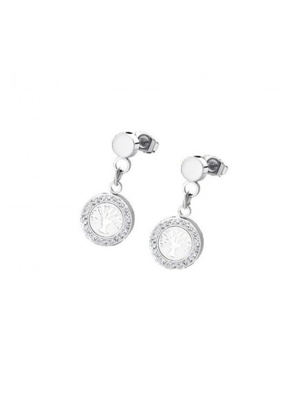 Boucles d'oreilles Femme Lotus Style en acier et cristaux LS1869-4-1