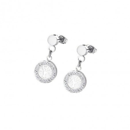 Boucles d'oreilles Femme Lotus Style en acier et cristaux LS1869-4-1