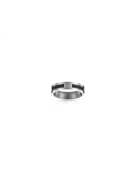 Bague Phebus créations pour homme en acier et câble noir-15-0262-N-60 -Taille 60 Bague Phebus créations pour homme en acier et câble noir-15-0262-N-60 -Taille 60