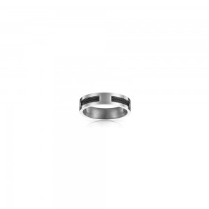 Bague Phebus créations pour homme en acier et câble noir- 15-0262-N-60- sur PLANETE BIJOUTERIE