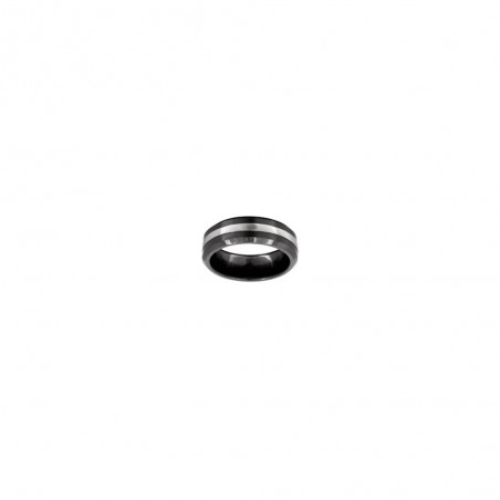 Bague Phebus créations pour Homme en acier et céramique noir-15-0264-N-60 -Taille 60