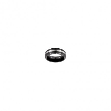 Bague Phebus créations pour Homme en acier et céramique noir-15-0264-N-62-Taille 62
