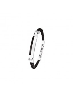 bracelet phebus créations pour homme en acier céramique et cuir