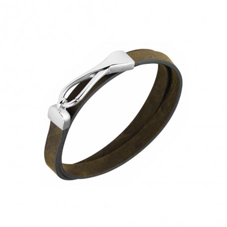 Bracelet Phebus créations pour Homme en acier et cuir 35-0843
