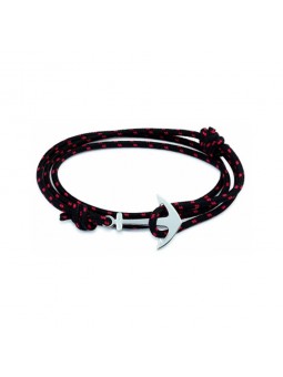 Bracelet ancre Phebus créations pour Homme cordon rouge et noir 35-0848
