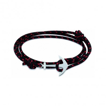 Bracelet ancre Phebus créations pour Homme cordon rouge et noir 35-0848