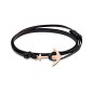 Bracelet ancre Phebus créations pour Homme en acier doré Rose et cuir noir 35-0851 Bracelet ancre Phebus créations pour Homme en acier doré Rose et cuir noir 35-0851