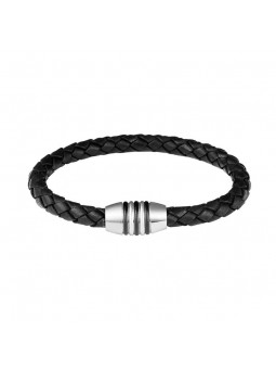 Bracelet Phebus créations pour homme en acier et cuir 35-0841