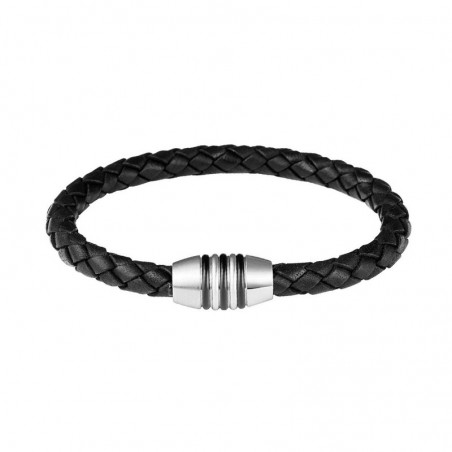 Bracelet Phebus créations pour homme en acier et cuir 35-0841