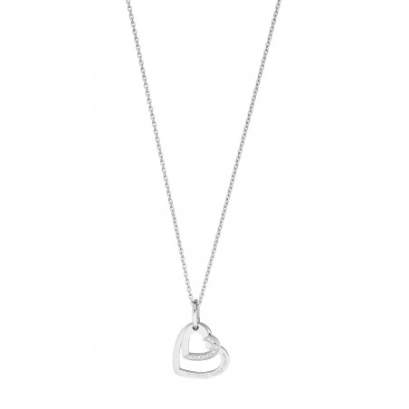 Collier 2 Coeurs multi dts 0,005 ct