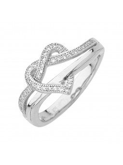 Bague Fantaisie motif coeur argent ET Oxyde Microserti