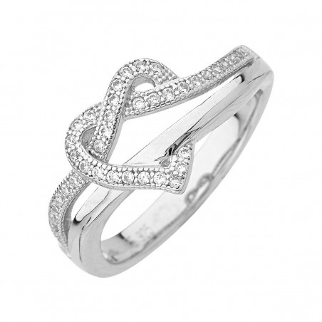 Bague Fantaisie motif coeur argent ET Oxyde Microserti