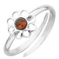 BAGUE AJUSTABLE ARGENT RHODIE ET AMBRE FLEUR
