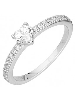 Bague Solitaire Coeur oxyde argent rhodié