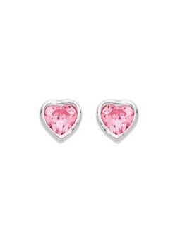 Boucles d'oreilles Boutons Coeur Oxyde Rose