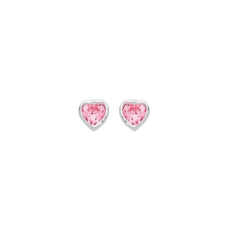 Boucles d'oreilles Boutons Coeur Oxyde Rose