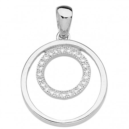 Pendentif argent Fantaisie Oxyde blanc Microserti